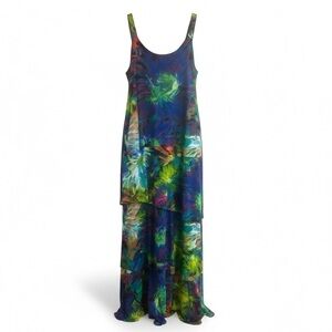 Elena Wang Full Length Colorful Layered Maxi Dress